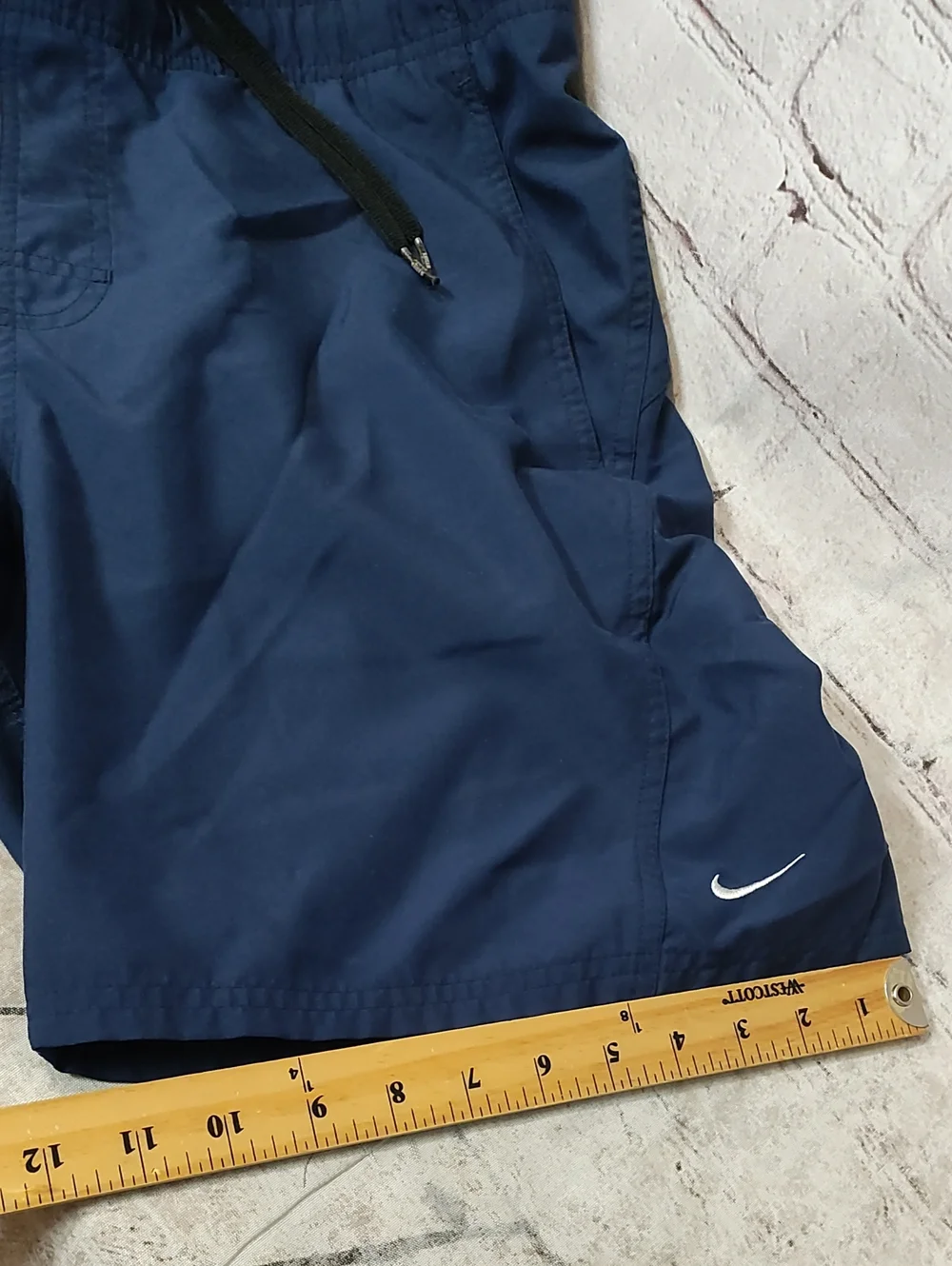 Nike Mens Vtg Swim Navy Blue Liner Shorts Pockets XL